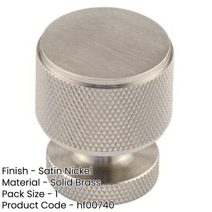 Elegant Satin Nickel Knurled Cupboard Knob Stylish Interiors Kitchen Cabinet Knob-1