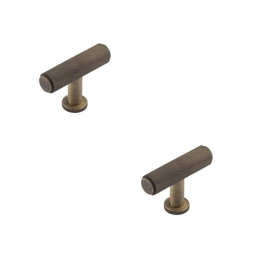 PACK Stylish Knurled Cupboard Knob Antique Brass Finish Kitchen Cabinet Knob (1)