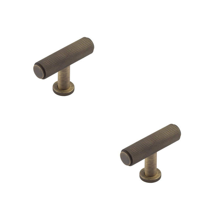 PACK Stylish Knurled Cupboard Knob Antique Brass Finish Kitchen Cabinet Knob (1)