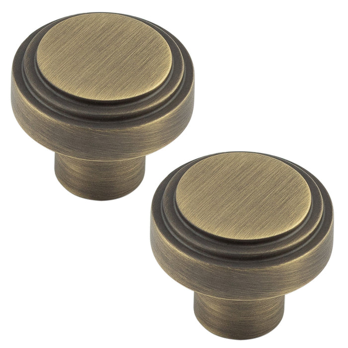 PACK 30mm Antique Brass Cupboard Knob Modern Interiors Kitchen Cabinet Knob (1)