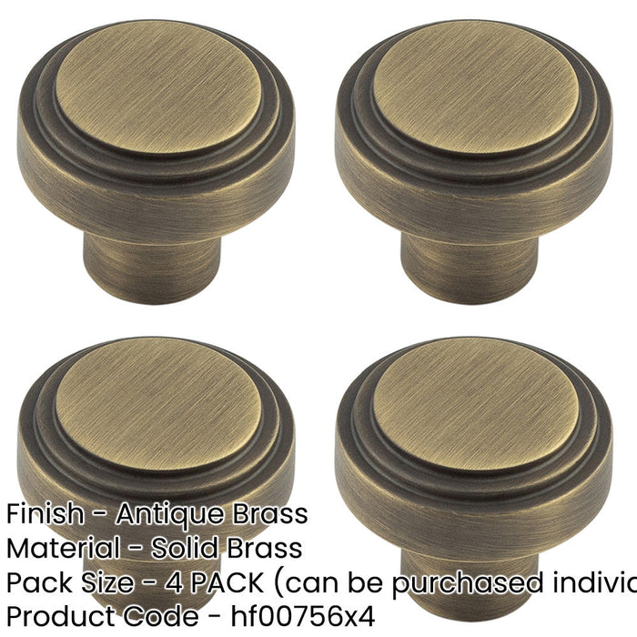PACK 30mm Antique Brass Cupboard Knob Modern Interiors Kitchen Cabinet Knob-1