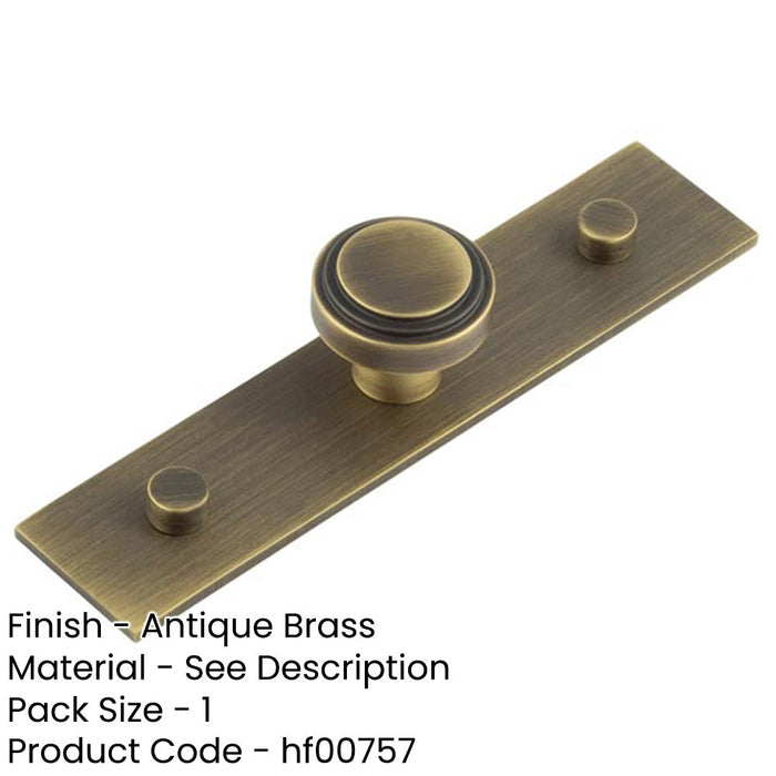 Antique Brass Cupboard Knob with Stepped Backplate 30mm 40mm Sizes Kitchen Cabinet Knob-1