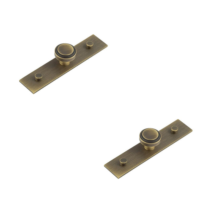 PACK Antique Brass Cupboard Knob with Stepped Backplate 30mm 40mm Sizes Kitchen Cabinet Knob (1)