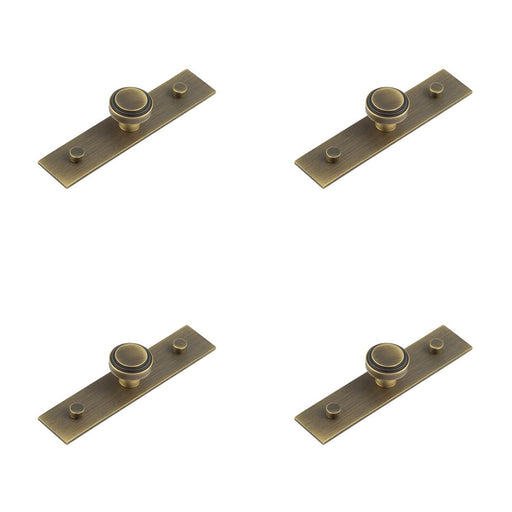 PACK Antique Brass Cupboard Knob with Stepped Backplate 30mm 40mm Sizes Kitchen Cabinet Knob