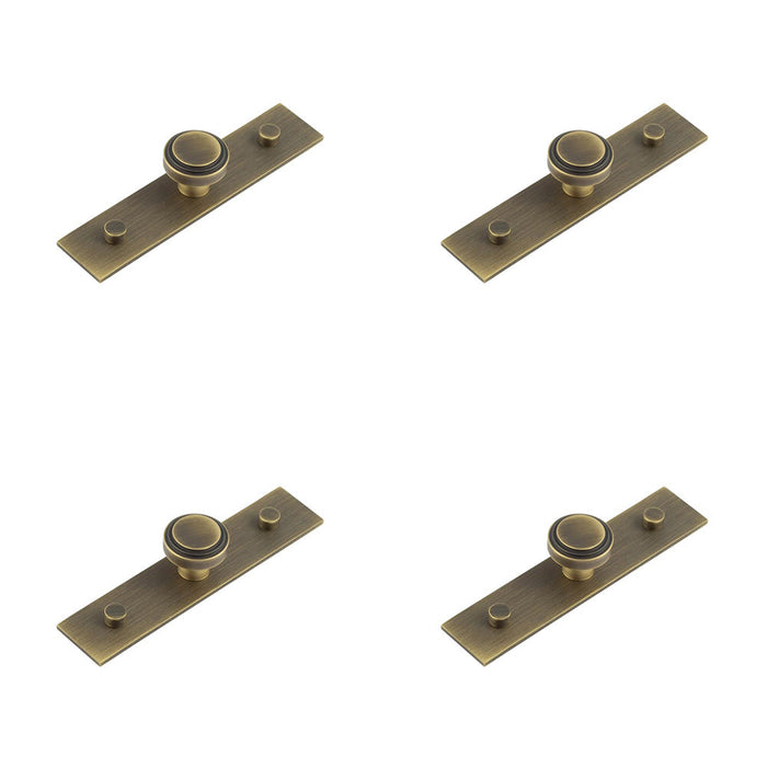 PACK Antique Brass Cupboard Knob with Stepped Backplate 30mm 40mm Sizes Kitchen Cabinet Knob