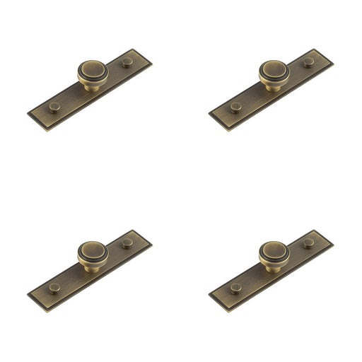 PACK Elegant 30mm Antique Brass Cupboard Knob with Stepped Backplate Kitchen Cabinet Knob