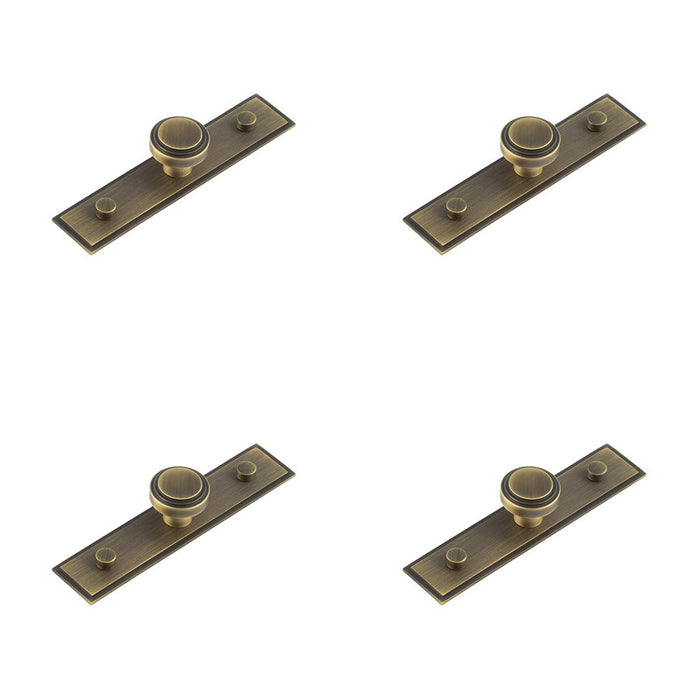 PACK Elegant 30mm Antique Brass Cupboard Knob with Stepped Backplate Kitchen Cabinet Knob