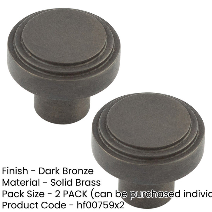PACK 30mm Dark Bronze Cupboard Knob Modern Home Decor Kitchen Cabinet Knob (1)-1
