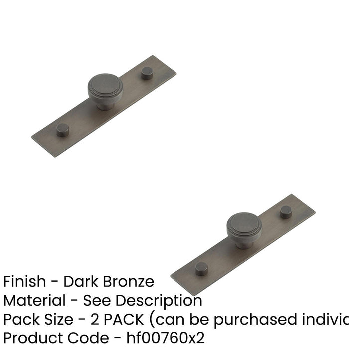 PACK Elegant 30mm Dark Bronze Cupboard Knob with Plain Backplate Kitchen Cabinet Knob (2)-1