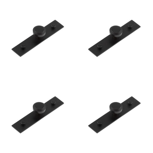 PACK Elegant 30mm Black Cupboard Knob with Stepped Backplate Design Kitchen Cabinet Knob