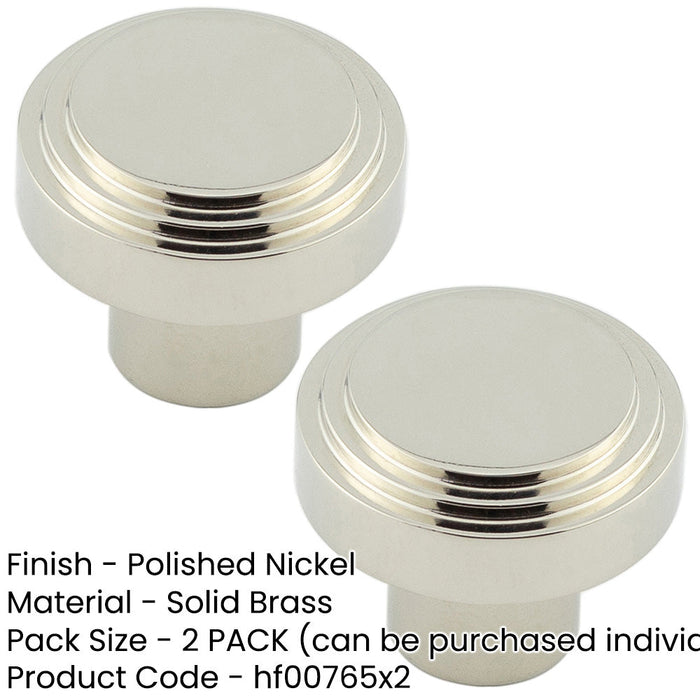 PACK Stylish 30mm Polished Nickel Cupboard Knob Modern Interiors Kitchen Cabinet Knob (1)-1