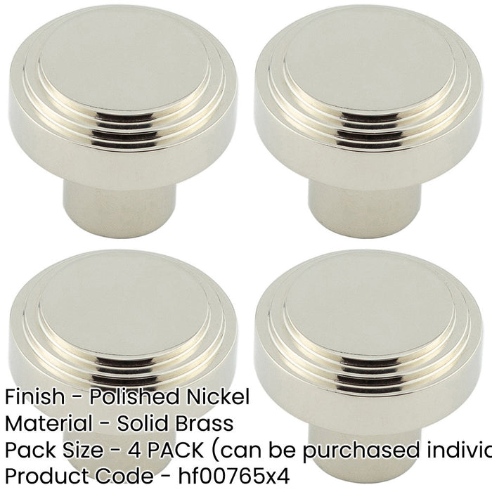 PACK Stylish 30mm Polished Nickel Cupboard Knob Modern Interiors Kitchen Cabinet Knob-1