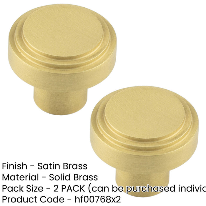 PACK 30mm Satin Brass Cupboard Knob Modern Homes Kitchen Cabinet Knob (1)-1