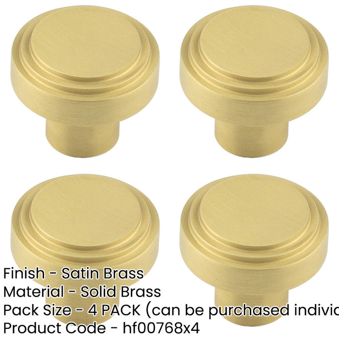 PACK 30mm Satin Brass Cupboard Knob Modern Homes Kitchen Cabinet Knob-1