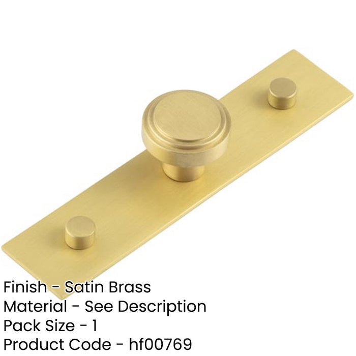 Elegant 30mm Satin Brass Cupboard Knob with Plain Backplate Kitchen Cabinet Knob-1