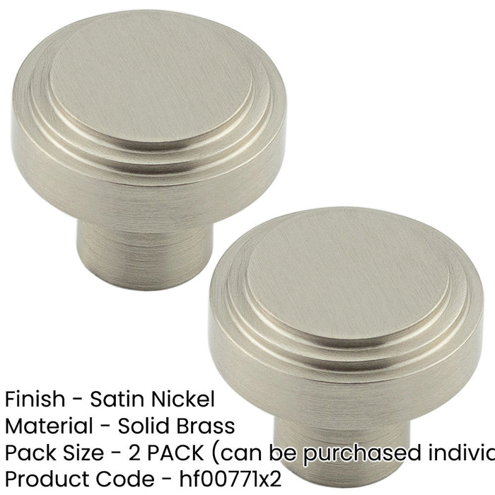 PACK 30mm Satin Nickel Cupboard Knob Modern Interiors Kitchen Cabinet Knob (2)-1