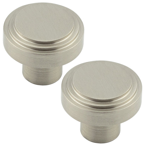 PACK 30mm Satin Nickel Cupboard Knob Modern Interiors Kitchen Cabinet Knob (2)