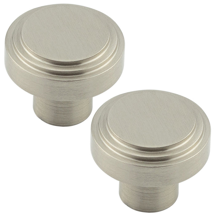 PACK 30mm Satin Nickel Cupboard Knob Modern Interiors Kitchen Cabinet Knob (2)