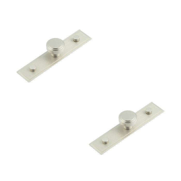 PACK Stylish 30mm Satin Nickel Cupboard Knob with Stepped Backplate Kitchen Cabinet Knob (3)