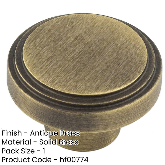 40mm Antique Brass Stepped Cupboard Knob Stylish Interiors Kitchen Cabinet Knob-1