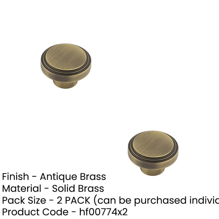 PACK 40mm Antique Brass Stepped Cupboard Knob Stylish Interiors Kitchen Cabinet Knob (1)-1
