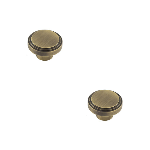 PACK 40mm Antique Brass Stepped Cupboard Knob Stylish Interiors Kitchen Cabinet Knob (1)
