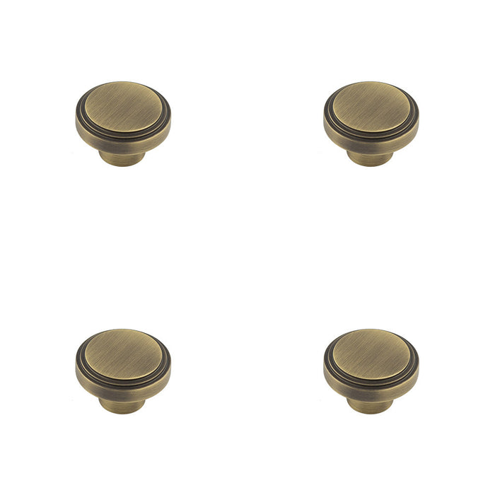 PACK 40mm Antique Brass Stepped Cupboard Knob Stylish Interiors Kitchen Cabinet Knob