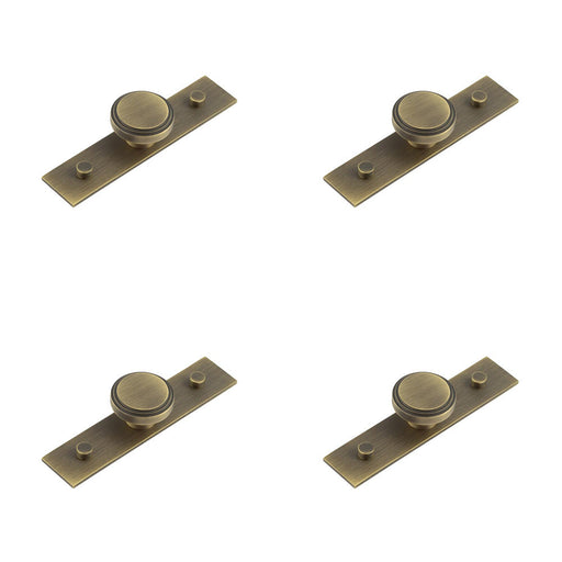 PACK Elegant 40mm Antique Brass Cupboard Knob with Stepped Backplate Kitchen Cabinet Knob