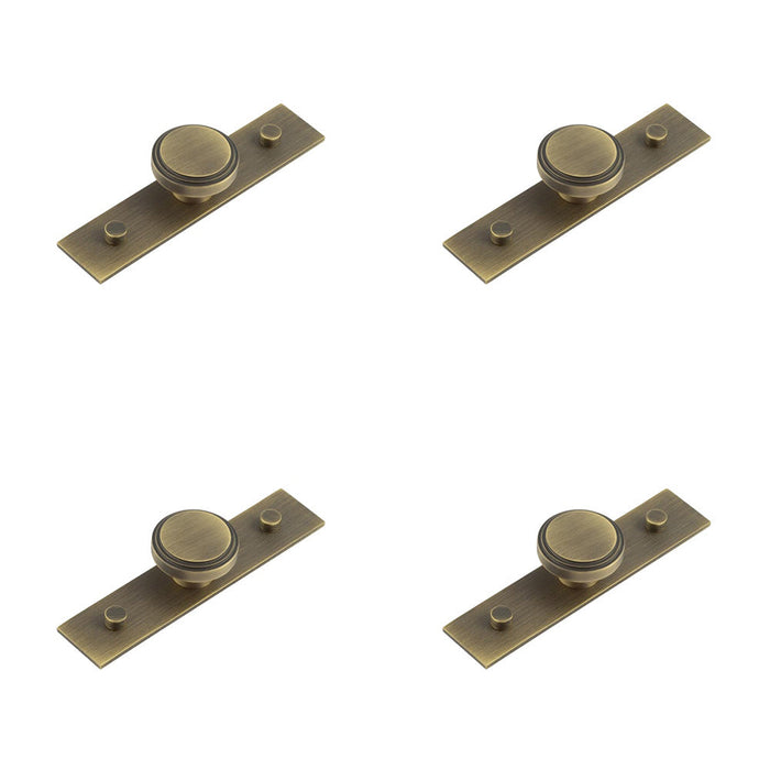 PACK Elegant 40mm Antique Brass Cupboard Knob with Stepped Backplate Kitchen Cabinet Knob