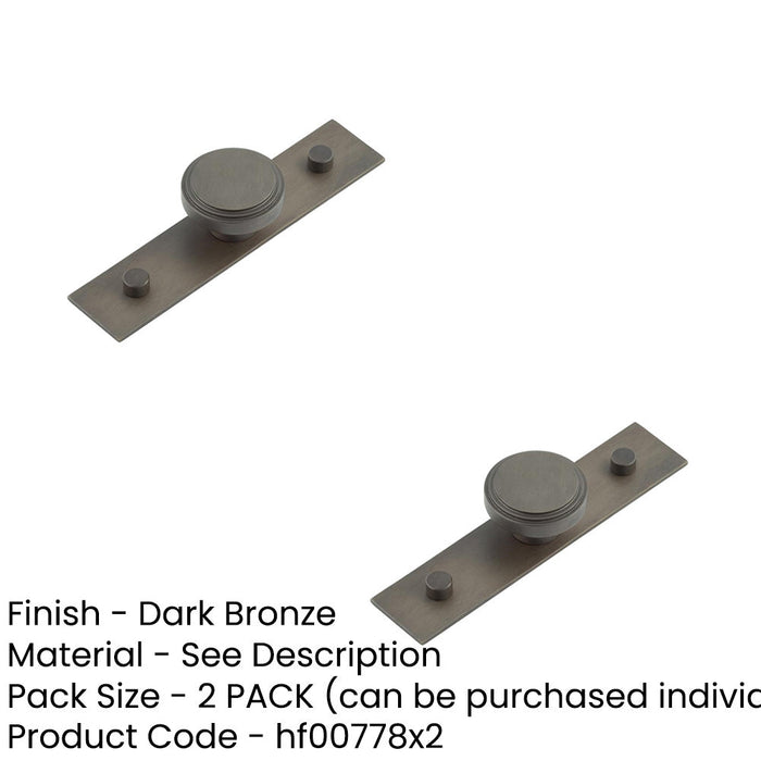 PACK Elegant 40mm Dark Bronze Cupboard Knob with Stylish Backplate Kitchen Cabinet Knob (1)-1