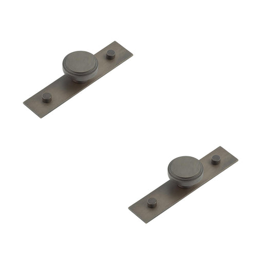 PACK Elegant 40mm Dark Bronze Cupboard Knob with Stylish Backplate Kitchen Cabinet Knob (1)