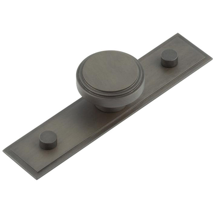 Stylish 40mm Dark Bronze Cupboard Knob with Stepped Backplate Kitchen Cabinet Knob