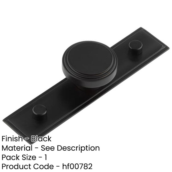 40mm Black Cupboard Knob with Stepped Backplate Stylish Interiors Kitchen Cabinet Knob-1