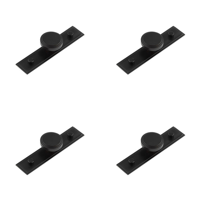 PACK 40mm Black Cupboard Knob with Stepped Backplate Stylish Interiors Kitchen Cabinet Knob