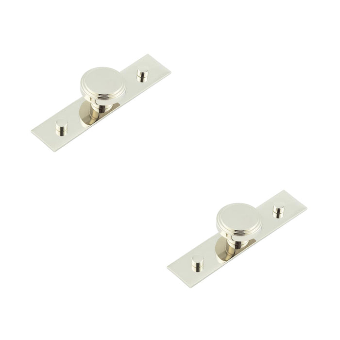 PACK Stylish 40mm Polished Nickel Cupboard Knob with Backplate Kitchen Cabinet Knob (2)