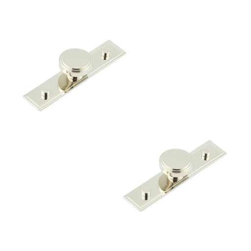 PACK Stylish 40mm Polished Nickel Cupboard Knob with Stepped Backplate Kitchen Cabinet Knob (2)