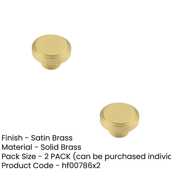 PACK Stylish 40mm Satin Brass Cupboard Knob Modern Interiors Kitchen Cabinet Knob (3)-1
