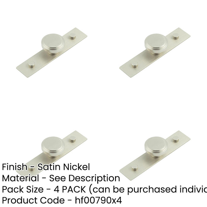 PACK Stylish 40mm Satin Nickel Cupboard Knob with Plain Backplate Kitchen Cabinet Knob-1