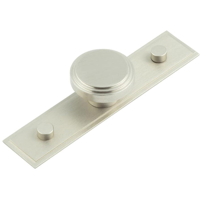 Elegant 40mm Satin Nickel Cupboard Knob with Stepped Backplate Kitchen Cabinet Knob