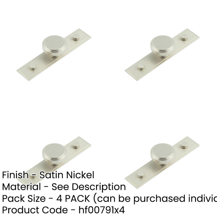 PACK Elegant 40mm Satin Nickel Cupboard Knob with Stepped Backplate Kitchen Cabinet Knob-1