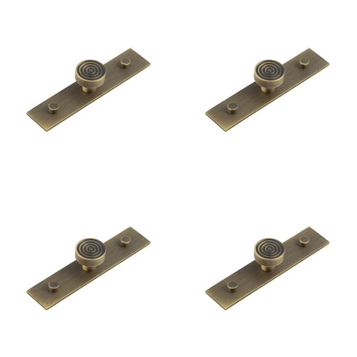 PACK Elegant 30mm Antique Brass Cupboard Knob with Plain Backplate Kitchen Cabinet Knob