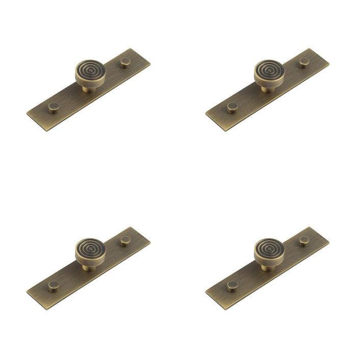 PACK Elegant 30mm Antique Brass Cupboard Knob with Plain Backplate Kitchen Cabinet Knob