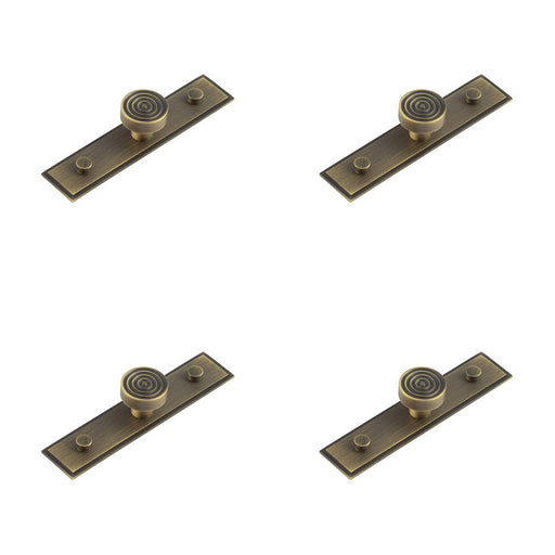 PACK Antique Brass Cupboard Knob with Stepped Backplate 30mm Kitchen Cabinet Knob