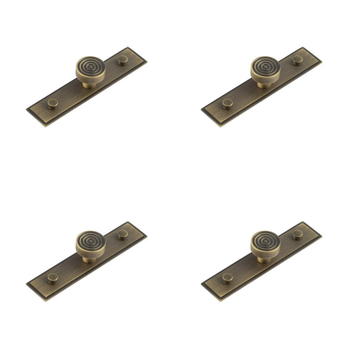 PACK Antique Brass Cupboard Knob with Stepped Backplate 30mm Kitchen Cabinet Knob