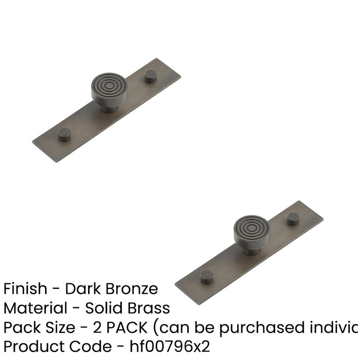 PACK Elegant 30mm Dark Bronze Cupboard Knob with Plain Backplate Kitchen Cabinet Knob (3)-1