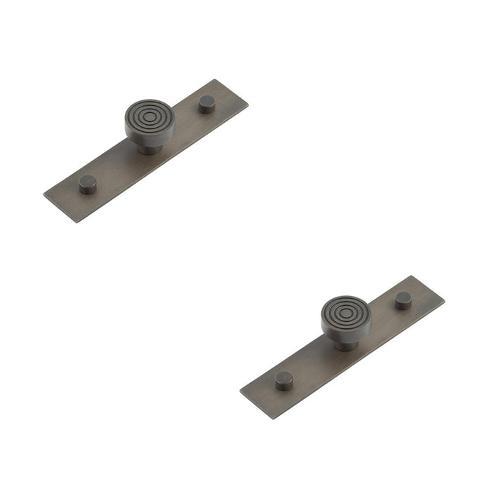 PACK Elegant 30mm Dark Bronze Cupboard Knob with Plain Backplate Kitchen Cabinet Knob (3)