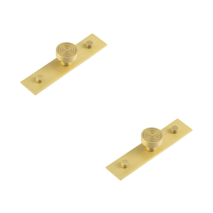 PACK Elegant 30mm Satin Brass Cupboard Knob with Plain Backplate Kitchen Cabinet Knob (3)