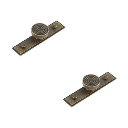PACK Elegant 40mm Antique Brass Cupboard Knob with Stepped Backplate Kitchen Cabinet Knob (3)