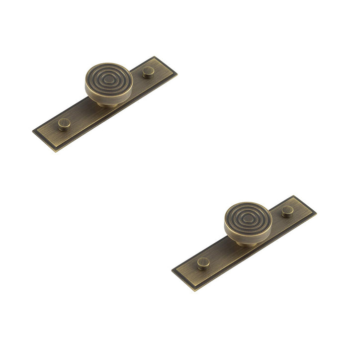 PACK Elegant 40mm Antique Brass Cupboard Knob with Stepped Backplate Kitchen Cabinet Knob (3)
