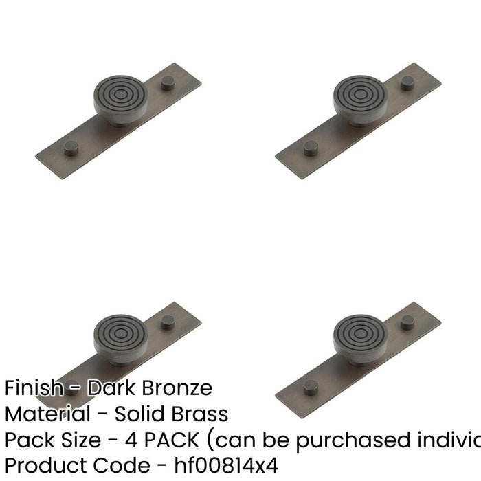 PACK Elegant 40mm Dark Bronze Cupboard Knob with Solid Brass Backplate Kitchen Cabinet Knob-1